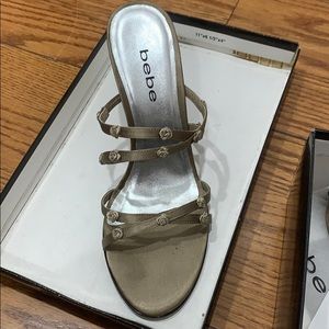 Bebe rosebud satin sandals
